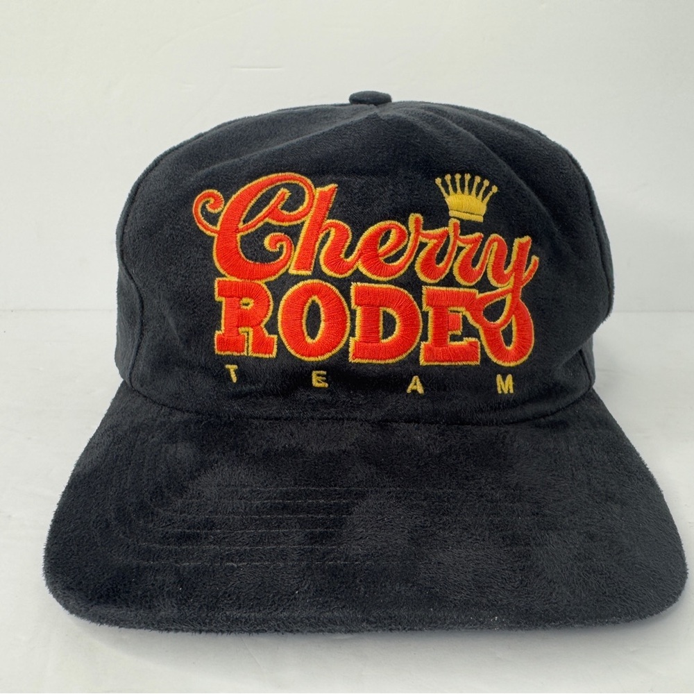 Genuine Cherry Rodeo Team by Cherry LA Faux Suede Embroidered Snapback Hat Black
